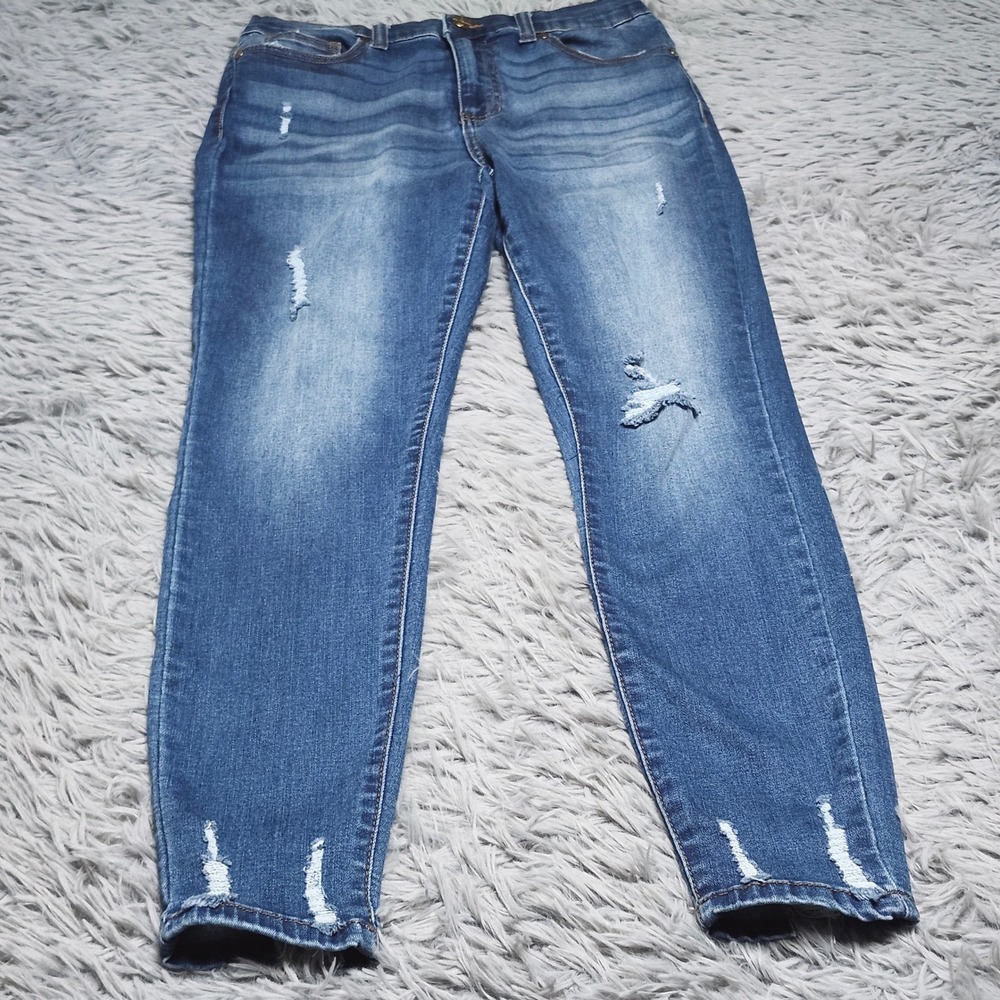 Kendall + Kylie The Kontour High Rise Skinny Jeans Women Size 28 Blue Distressed - Picture 1 of 14